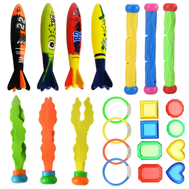 Children Diving Toys Summer Swimming Pool Outdoors Sports Water Playing Toy Set Beach Toys Diving Fish Seaweed Kids Gifts TMZ 4