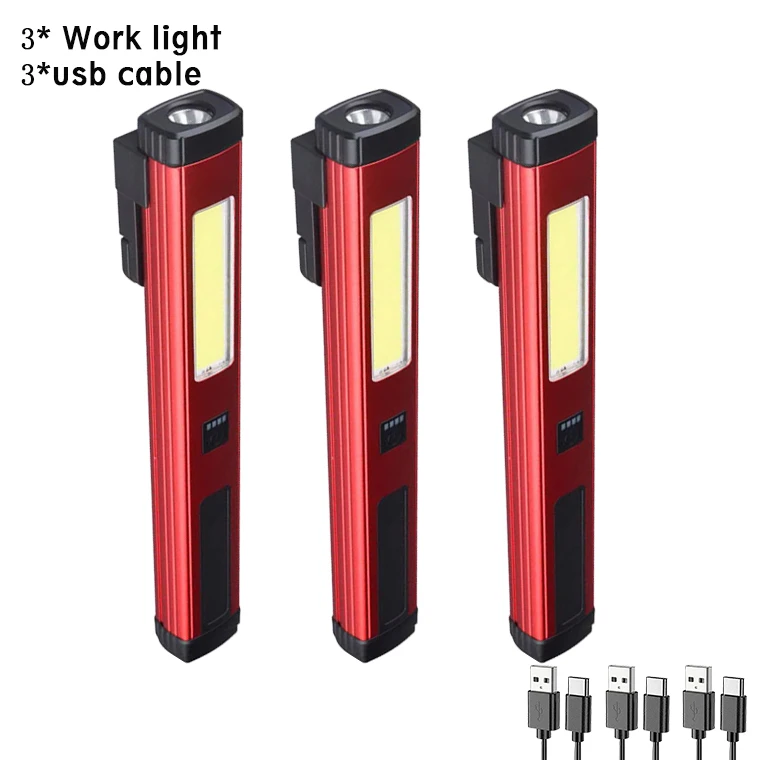 3W Rechargeable COB LED Flashlight - 2200mAh Camping Work Light With Magnetic Base & Swivel Hook (Blue) - View #8