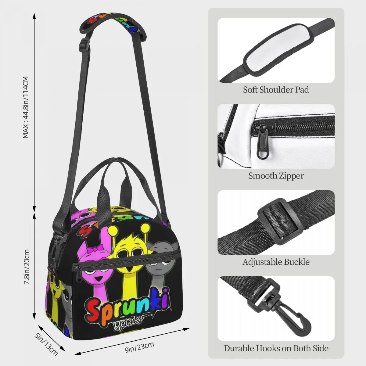Large Insulated Lunch Boxes With Adjustable Shoulder Strap Incredibox Sprunki Merch Funny Game Lunch Boxes Thermal Cooler 3