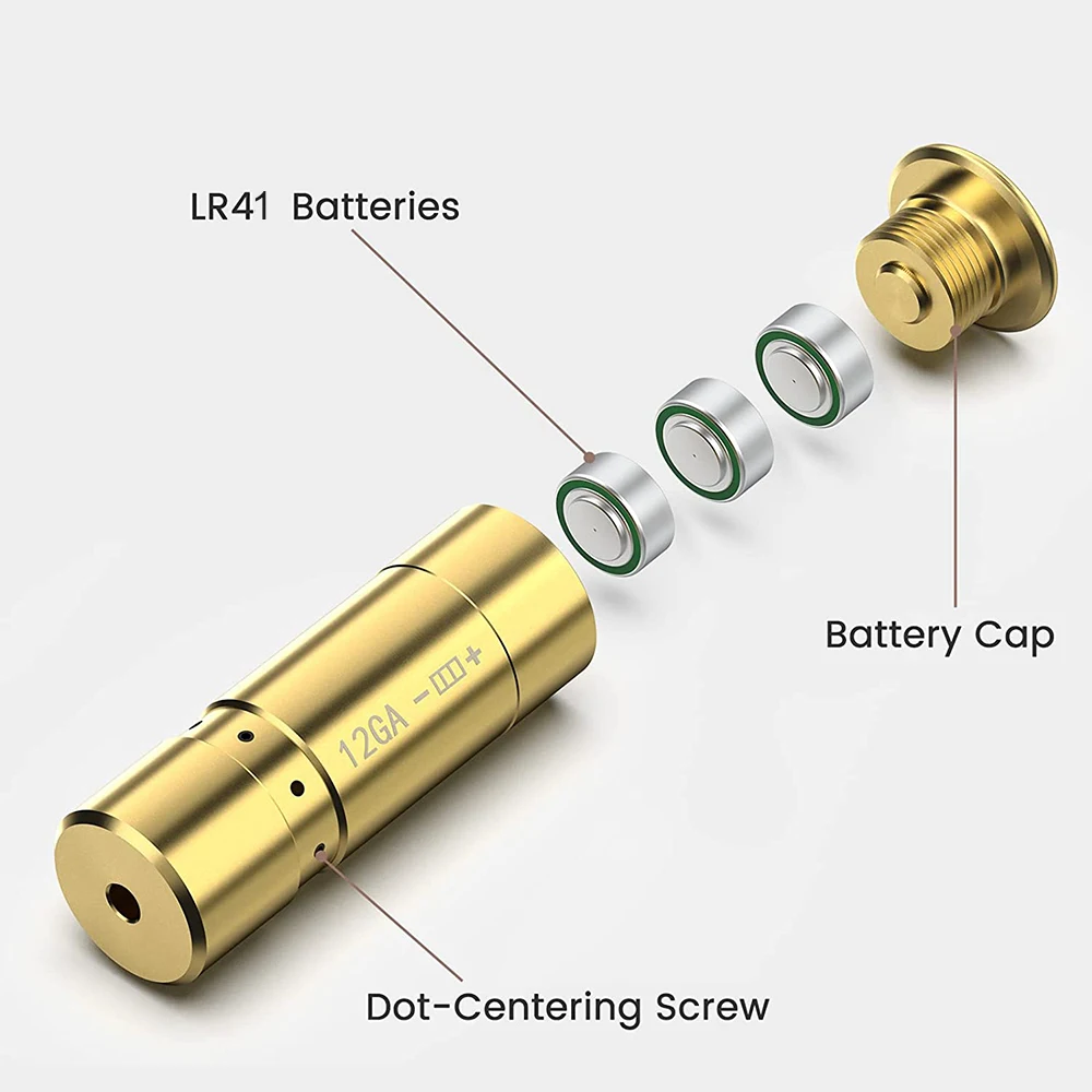 Tactical Green Laser Bore Sight 12GA/20GA Green Red Dot Laser Boresighter Lazer Zeroing for Airsoft Hunting Scope Adjustment