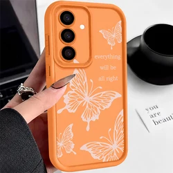 Elegant Butterfly Soft Cover Case - Stylish Protective Phone Case for Samsung A18 (A340 Orange)