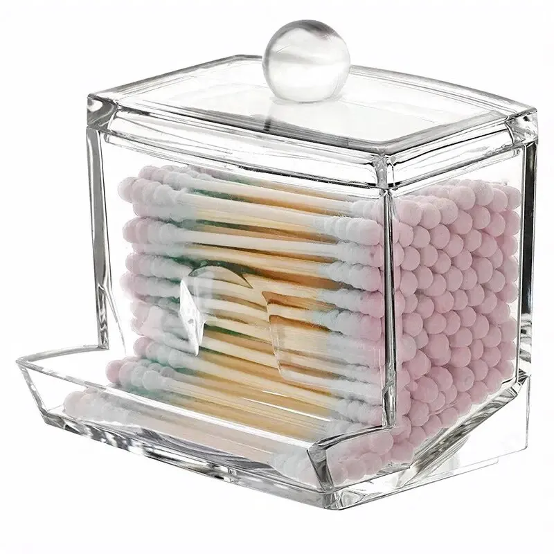 Cotton Swab Ball Storage Box With Lid Large Capacity Bathroom Acrylic  Transparent Container Jar Dispenser