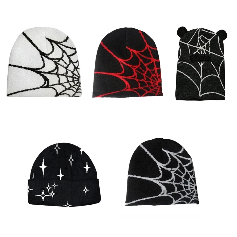 

Skullies Beanie Baggy Slouchy Web Hat Y2k knit Beanie Hat Y2K Beanie Dropship