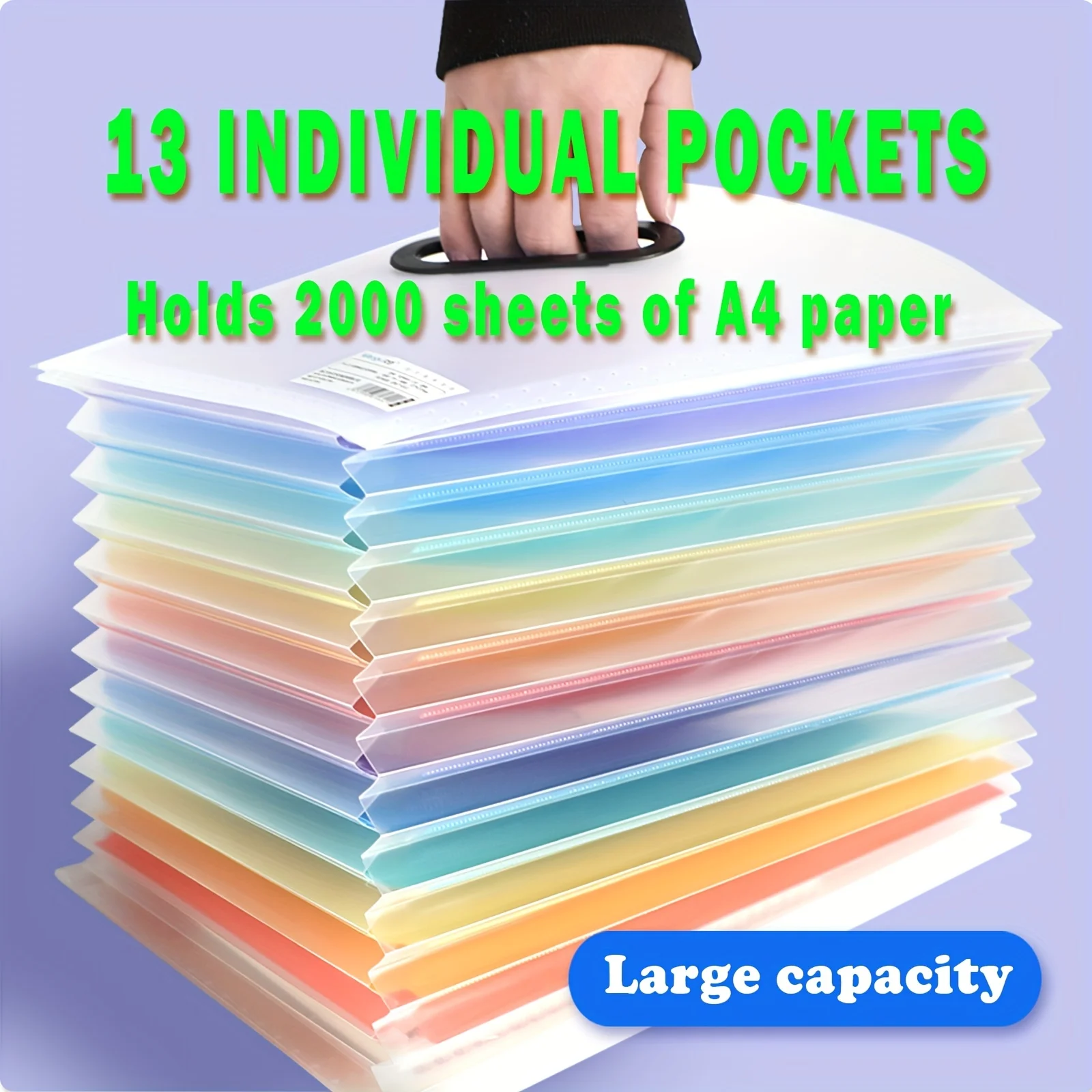 13 layers A4 large capacity transparent expandable folder rainbow student storage bag can hold 2000 sheets of paper