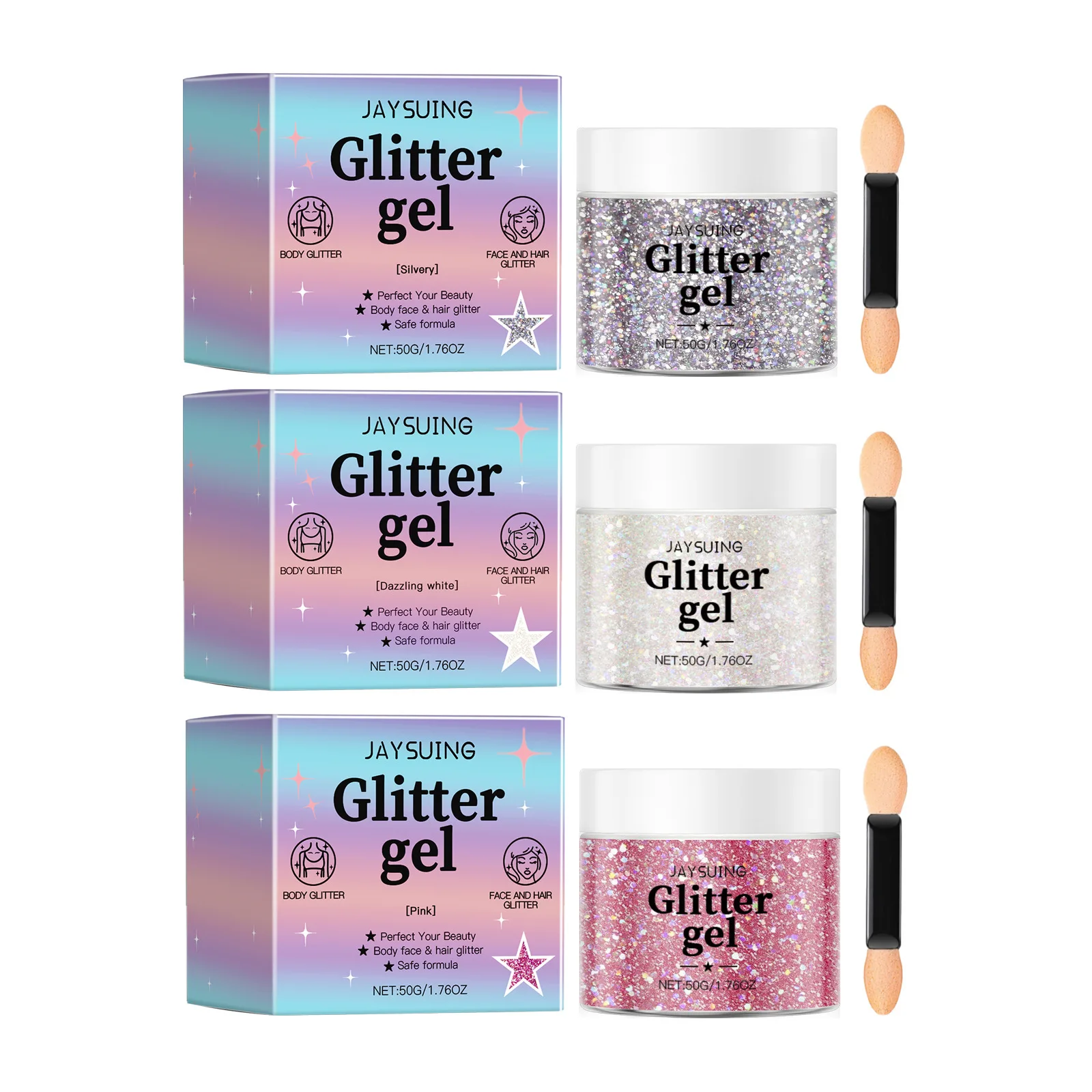 Mermaid Sequin Glitter Gel Body Long Lasting Shine Waterproof Chunky DIY Stage Party Face Hair Body Glitter Sparkling Makeup Gel 2