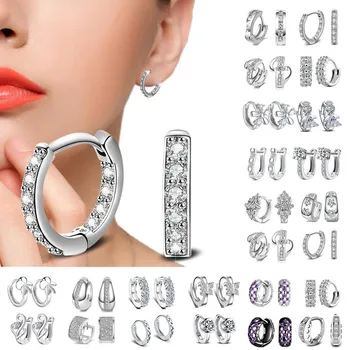 Full Crystal Earrings Luxury Silver color plated Earrings For Women Earing Zircon Earings Fashion Jewelry Stud Earing Oorbellen