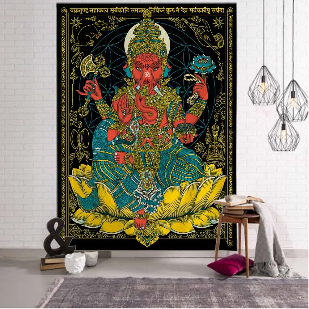 Tapestry decor Meditation art tapestry Buddha statue chakra wall hanging mandala home living room bedroom