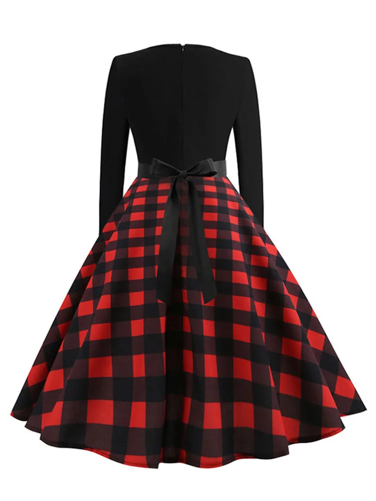 white christmas dresses Red Plus Size Plaid Half Button Long Sleeve Holiday Dress – HannaBanna  Clothing main image 0