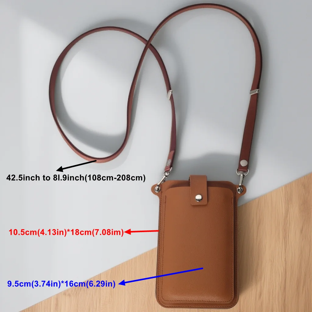 Elegant Leather Crossbody Phone Bag with Adjustable Strap - Anti-Lost & Anti-Scratch Design