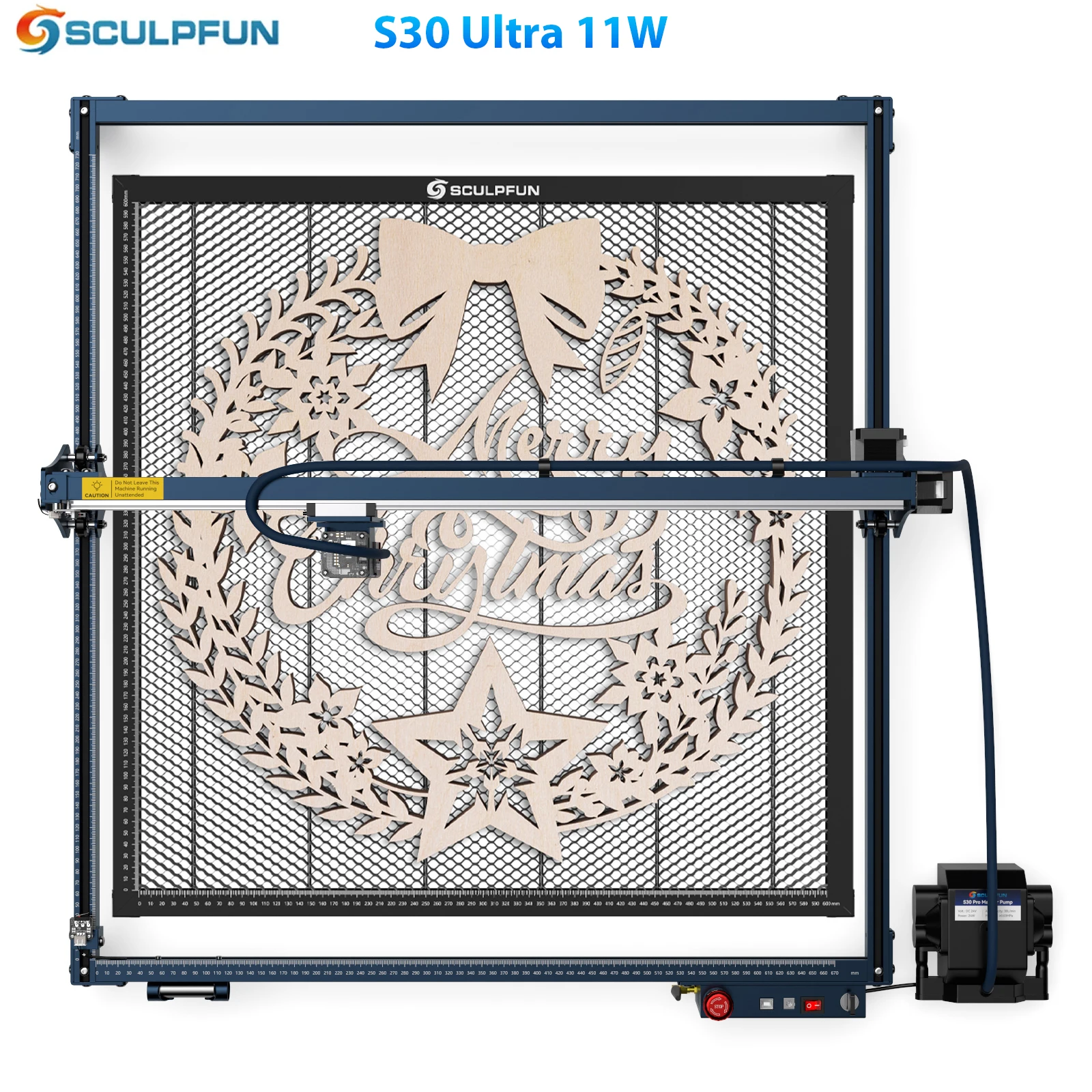 SCULPFUN S30 Ultra-11W Laser Engraver Machine 600x600mm Engraving Area Laser Cutter Built-in High-pressure Air-assisted Nozzle