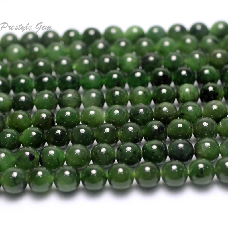 Meihan Wholesale Natural A+ Russian Jade smooth round beads stone for jewelry making design & DIY 5