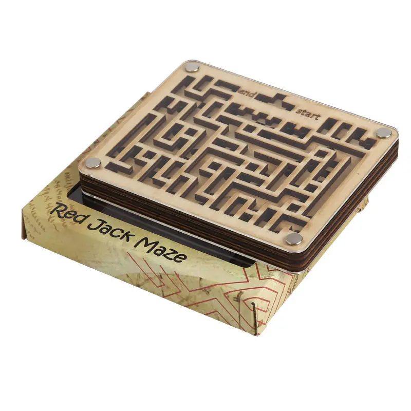 Jogo de labirinto de madeira com dois jogos de quebra-cabeça de már