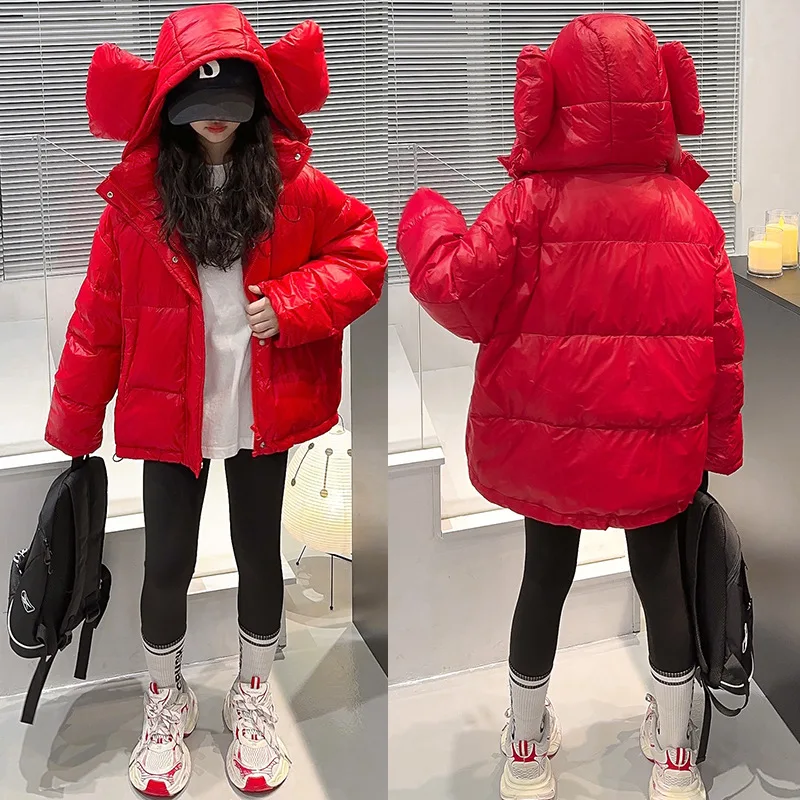 Inverno Teen Girls White Duck Down Cappotti Overwear Christmas Thick Hooded Parka Casual Fashion Kids Giacche 4-15 Top Capispalla