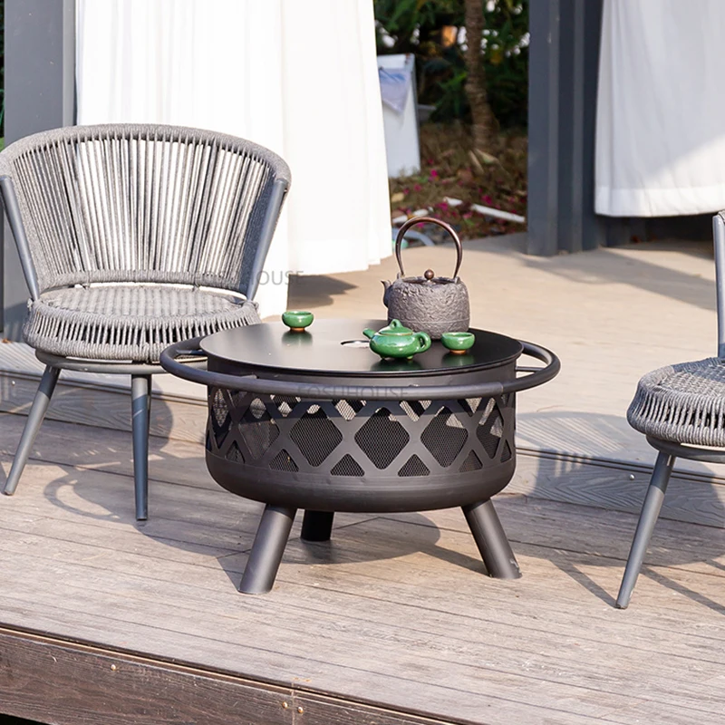 Iron Fire Pit For Outdoor Courtyard Charcoal Brazier Campfire Stove Creative Household Multifunction Outdoor Heater Bake Stove
