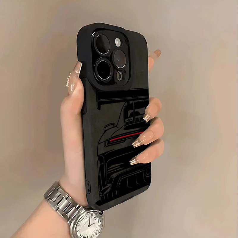 Sleek Faux Leather Sports Car Phone Case Cover