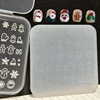 1Pc 3D Silicone Nail Carving Mold With Free Scraper , Kawaii Snow Man Gothic Text Cartoon Rabbit INS Pattern DIY Nail Art 1
