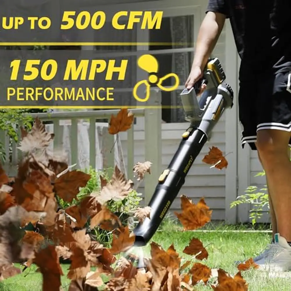 Cordless Leaf Blower 500 CFM 2 x 21V 4.0Ah Battery Charger Turbo Technology Patio Lawn Care Yard Garden Cleaning Adjustable air blower electric blower