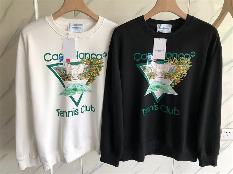 

23SS Hip Hop Tennis Club Casablanca Sweatshirts Men Women Terry Crewneck Casa Hoodie