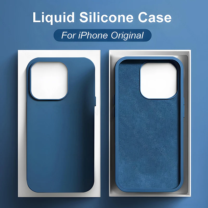 Liquid Silicone Case For iPhone 15 14 13 12 11 Pro Max XR XS X Back Phone  Cover