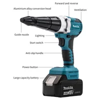 Makita – pistolet à rivets électrique sans balais, pistolet à rivets multifonctionnel sans fil à LED, outil de rivetage automatique pour batterie Makita 18V 6