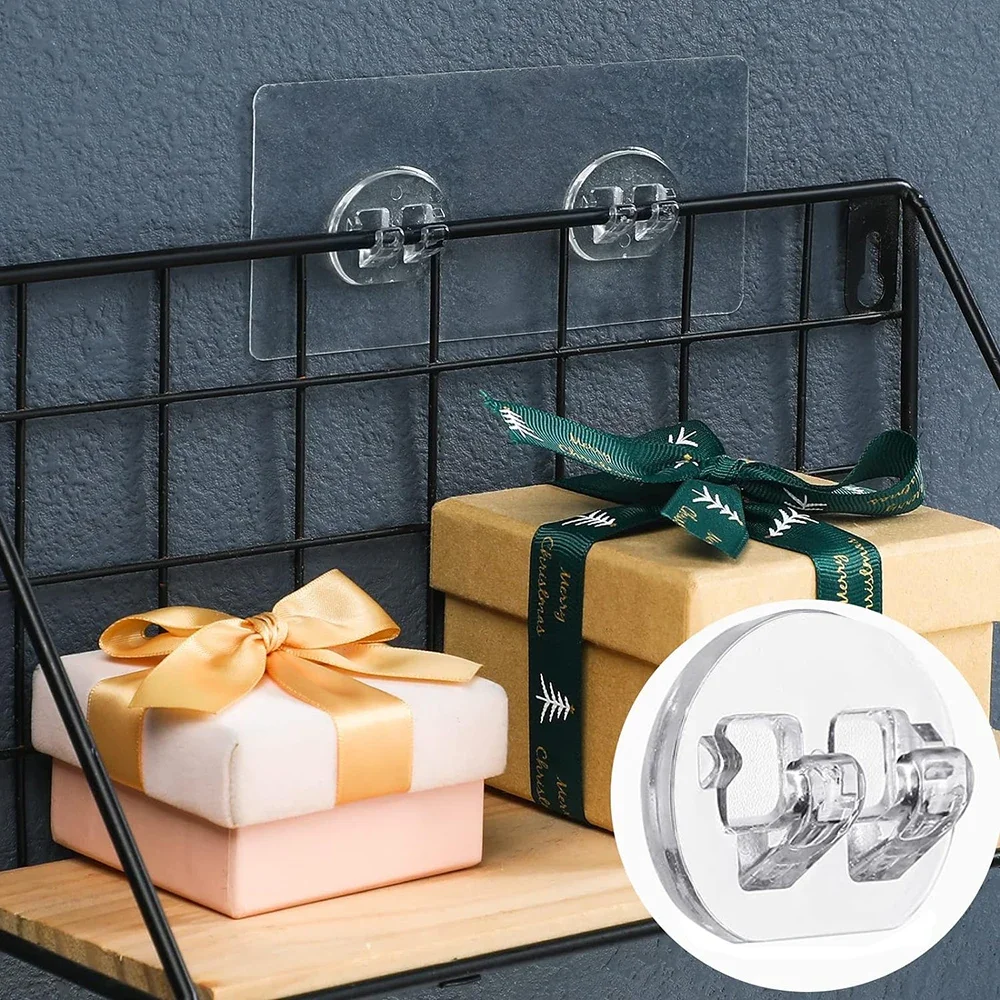 30-1PCS Transparent Double Hooks Wall-mounted Heavy Duty Double Claw Strong Sticker Hooks Bathroom Shower Basket Hanging Holders