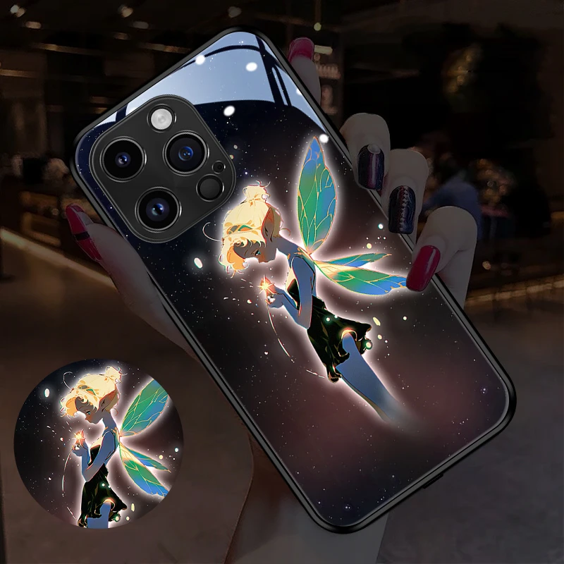 

Cute Spirit LED Light Glowing Luminous Tempered Glass Phone Case for Huawei Pura70 P60 40 50 Mate 60 50 40 Nova 8 9 10 Pro Plus