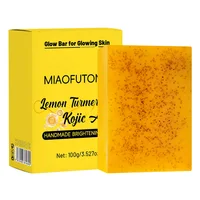 Savon artisanal exfoliant au curcuma, citron et acide kojique 100g, mousse jaune, pour le visage et le corps 3