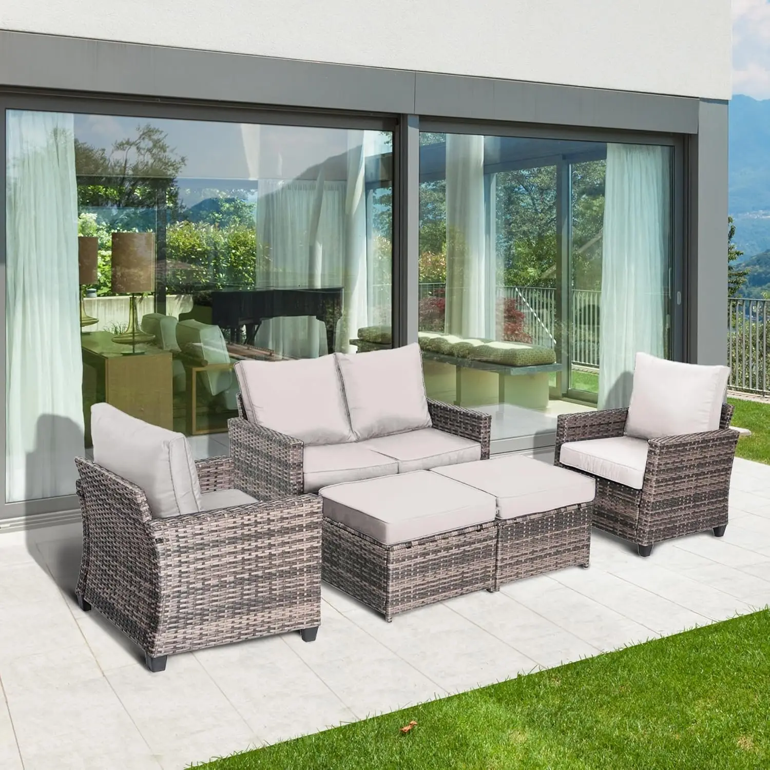 5-Piece Rattan Patio Set 6