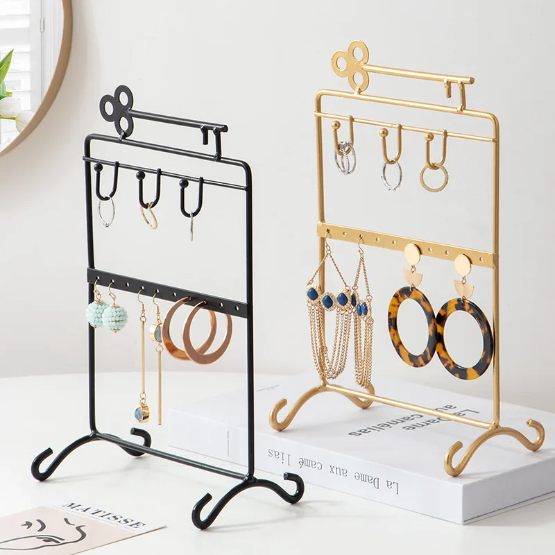 

Newly Wooden/Metal Gold T-shaped Earrings Ring Necklace Watch Jewelry Shelf Jewelry Stand Counter Pendant Jewelry Display Stand