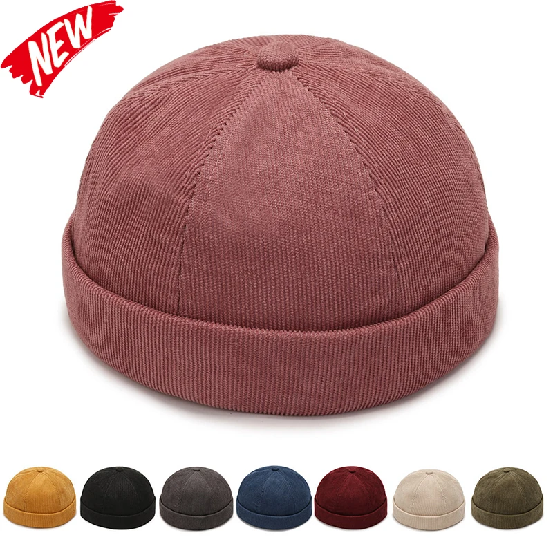 Mowen's Corduroy Beanie Hat Korean Version Street Hat Beanie Melon Skin Caps Fashion Versatile Adjustable Guppi Hip Hop