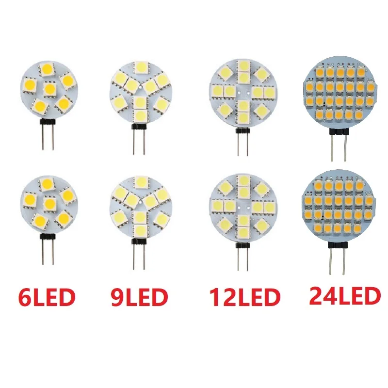 2 Stuks Led Lamp Lamp G4 180 Graden Dc 12V 5050 Smd 5W 2.4W 1.8W 1.2W Warm Koud Wit Licht Vervangen Halogeenlamp