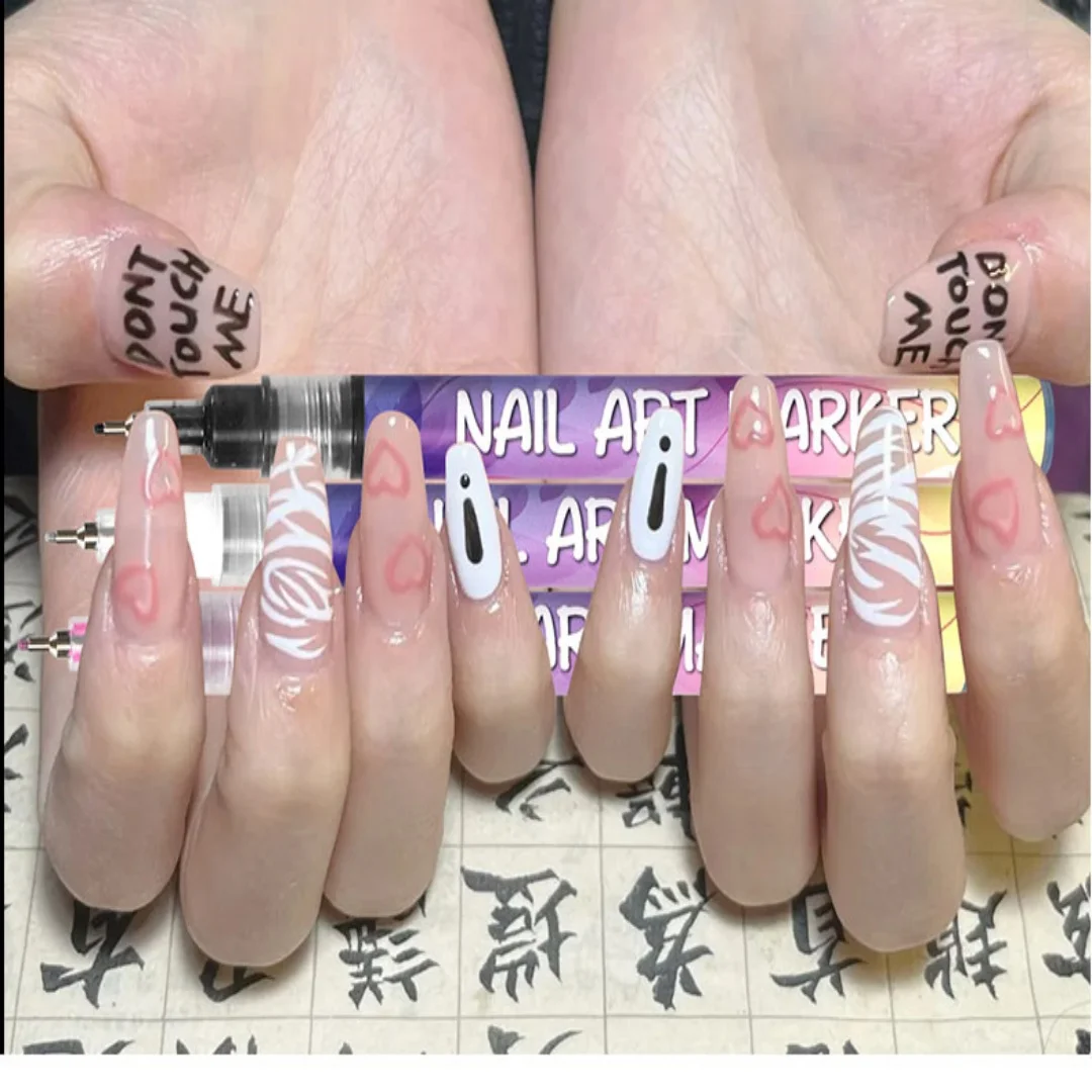 네일 아트 마커 맞춤형 전문 니들 튜브 네일 아트 펜 핸드 드로잉 아웃라인 펜 아크릴 페인트 펜 세트 아크릴 페인트 브러쉬