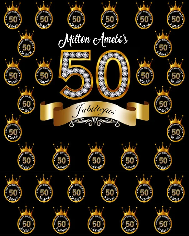 

10x10FT Personalized Gold Black Fabulous Happy Fifty 50th Birthday Custom Photo Backdrop Background Seamless Vinyl 300cm x 300cm