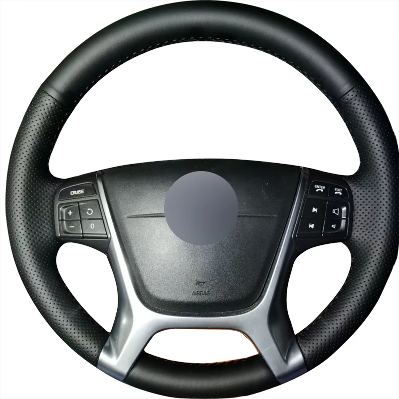 

Braiding Cover for Steering Wheel Black Leather For 2012 2013 Volvo XC60 Auto Accessory