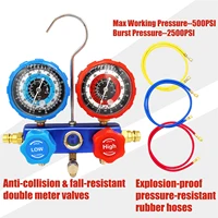 Kit de tuyau de jauge de pression de climatisation de voiture, R22 R-410A R-134a R-404A, ensemble de manomètres de réfrigérant, boîte de rangement, nouveau 4