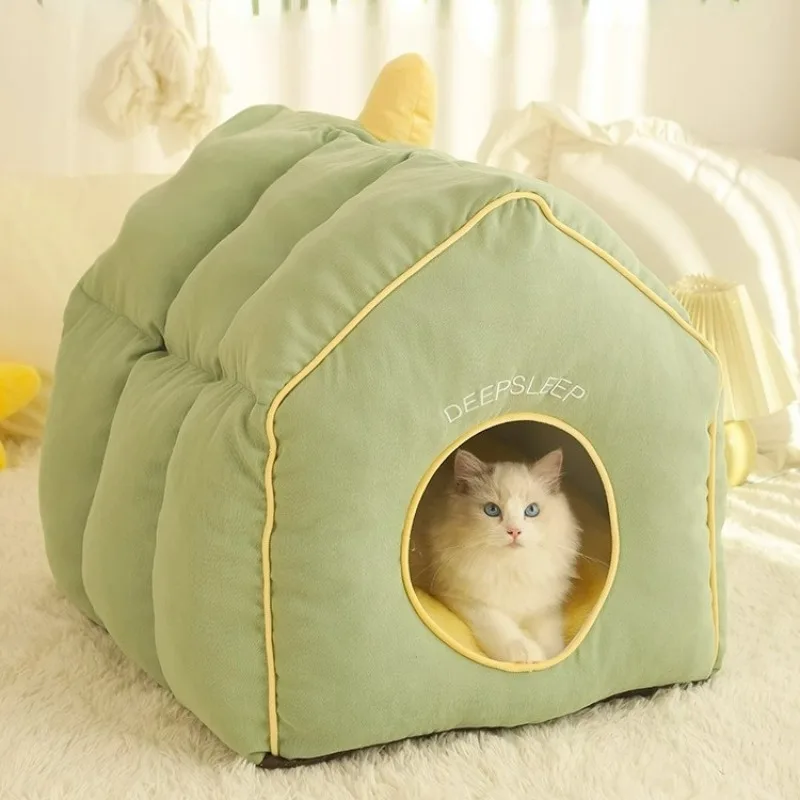 

Cat Nest Autumn and Winter New Warm Closed Cat Safety House Tent Villa Small Dog Bichon Teddy Pet Sleeping Supplies Accessories