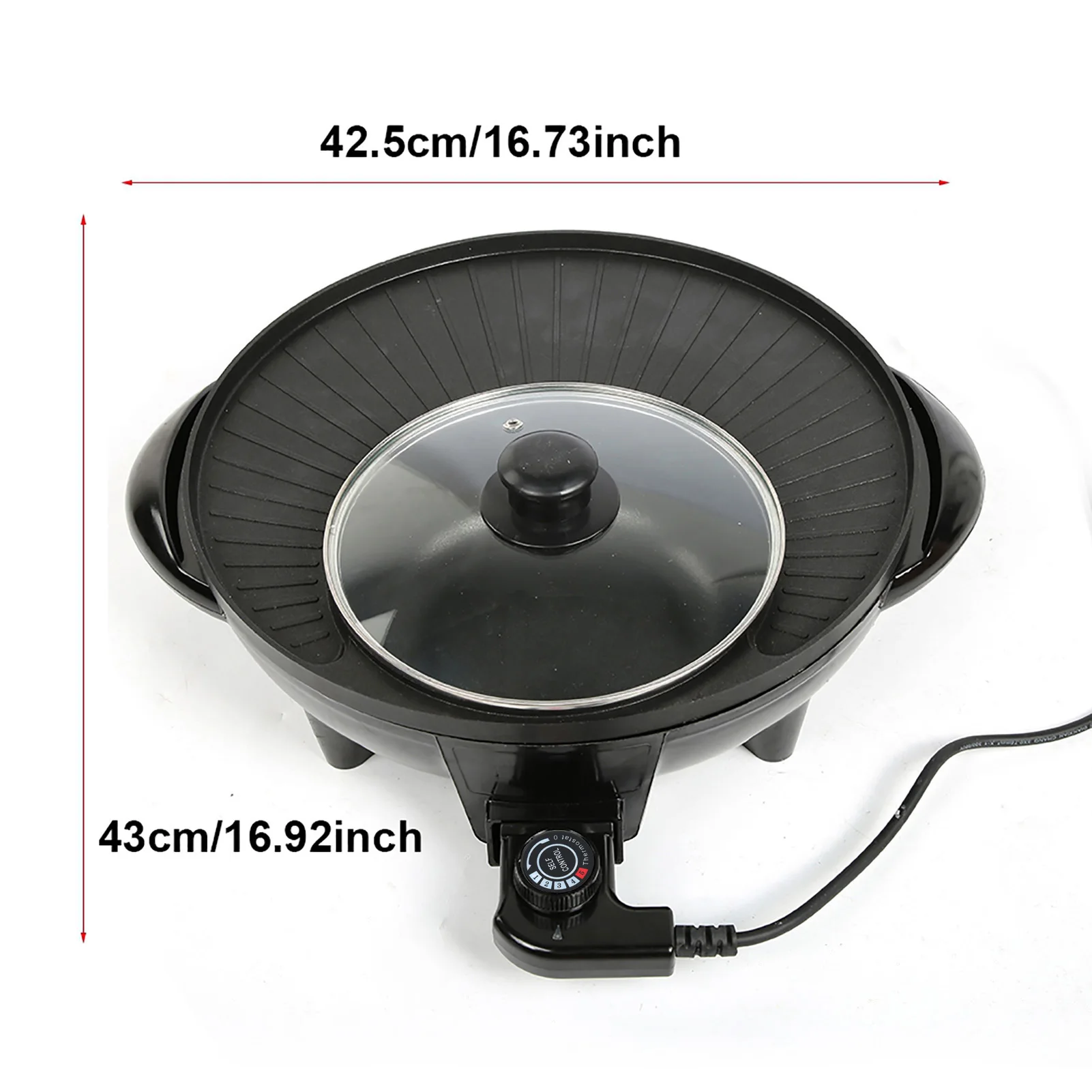 2 In 1 Electric Pan Hot Pot BBQ Frying Cook Grill Cooking Pots 5