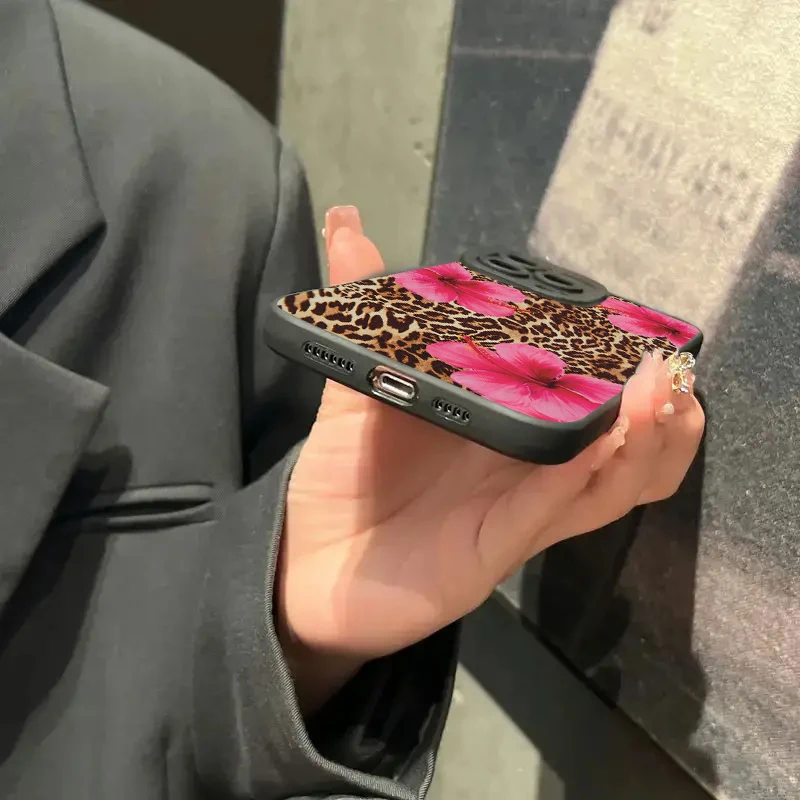 Leopard Print Floral Soft Phone Case Cover