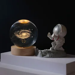 Luminous 3D Solar System Crystal Sphere - Unique Decorative Glass Ornament Gift - 6x6cm (Galaxy)