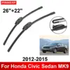 Car Wiper for Honda Civic Sedan MK9 2012-2015 26" + 22" Front Rear Wiper Blades Brushes Cutter Accessories 2012 2013 2014 2015 1