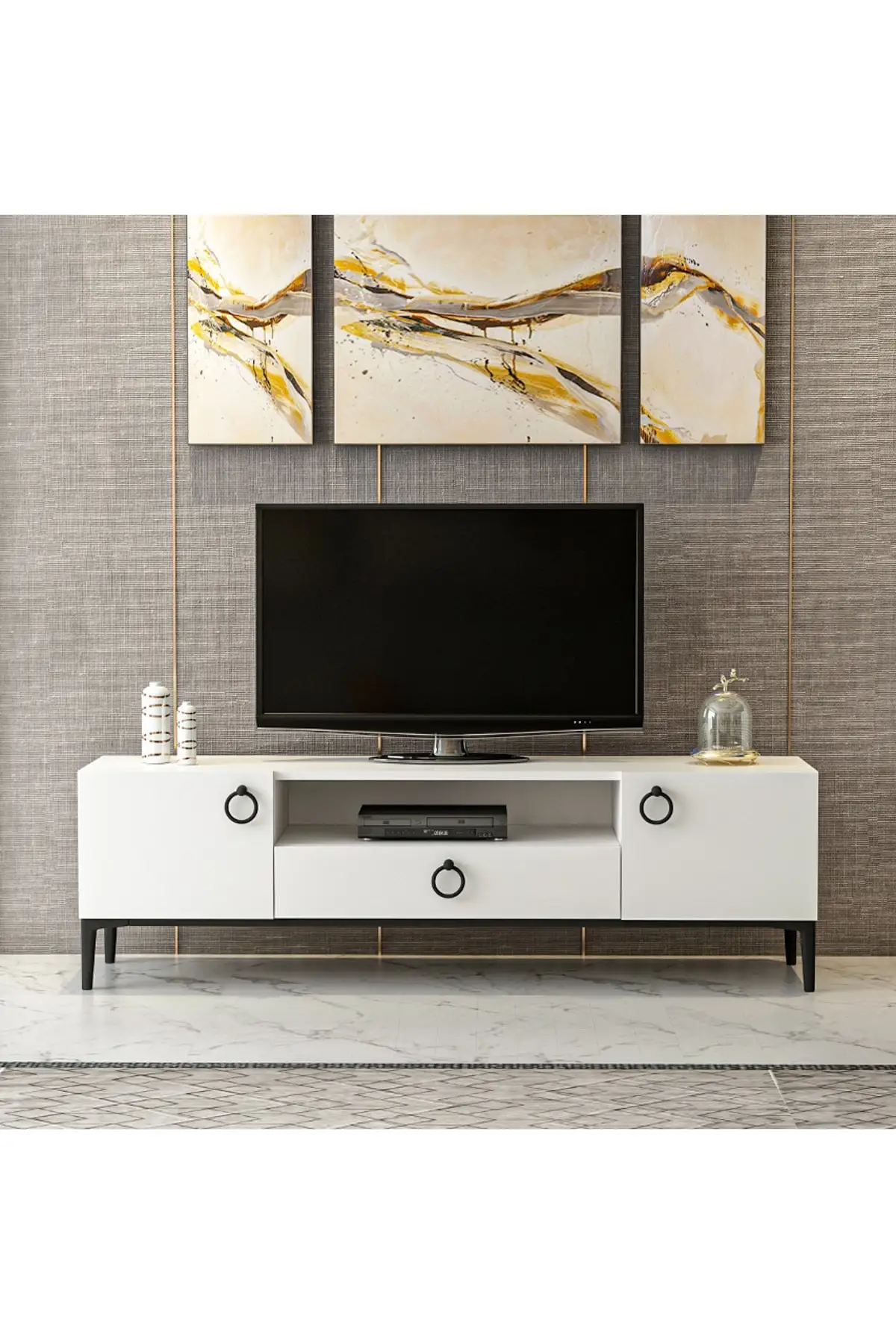 Moon Modern Tv Unit-Bianco/Nero