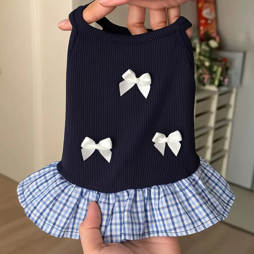Description Picture 6 of itemComfort Korean Style Dog Princess Skirt Breathable Soft Pet Strap Dress Bowknot Plaid Thin Pet Summer Clothes Pet Party