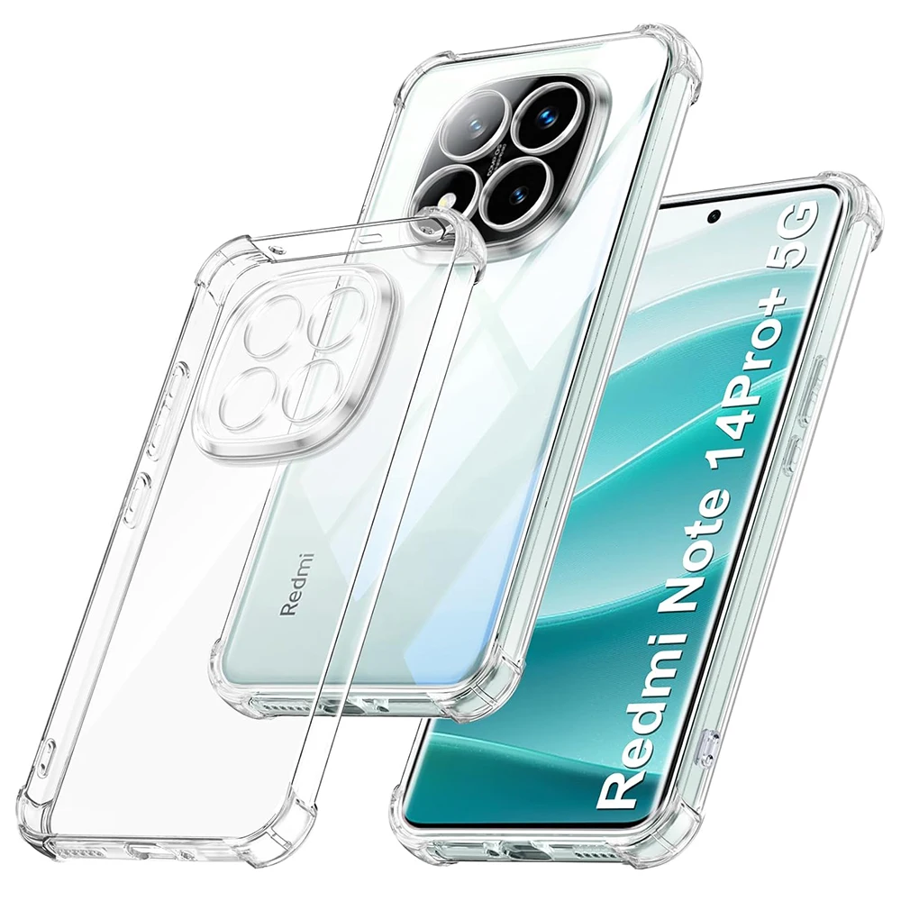 Airbag stoßfeste Silikon Soft Case für Xiaomi Redmi Note 14 14S Pro Plus Pro+ 4G 5G klare ultradünne Abdeckung transparente Hülle