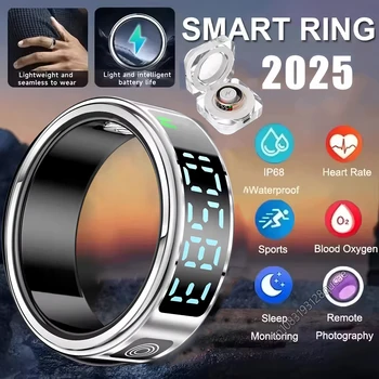 2025 R12 Smart Ring with Display Screen and Touch, Wireless Charging, Health Manager, 5 ATM Waterproof For Men Women 1