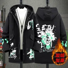 

Large Size Jacket Men's Mid-Length Fleece-Lined Thickened Fat Man Winter Cotton-Padded Coat plus-Sized Size Trendy Printing