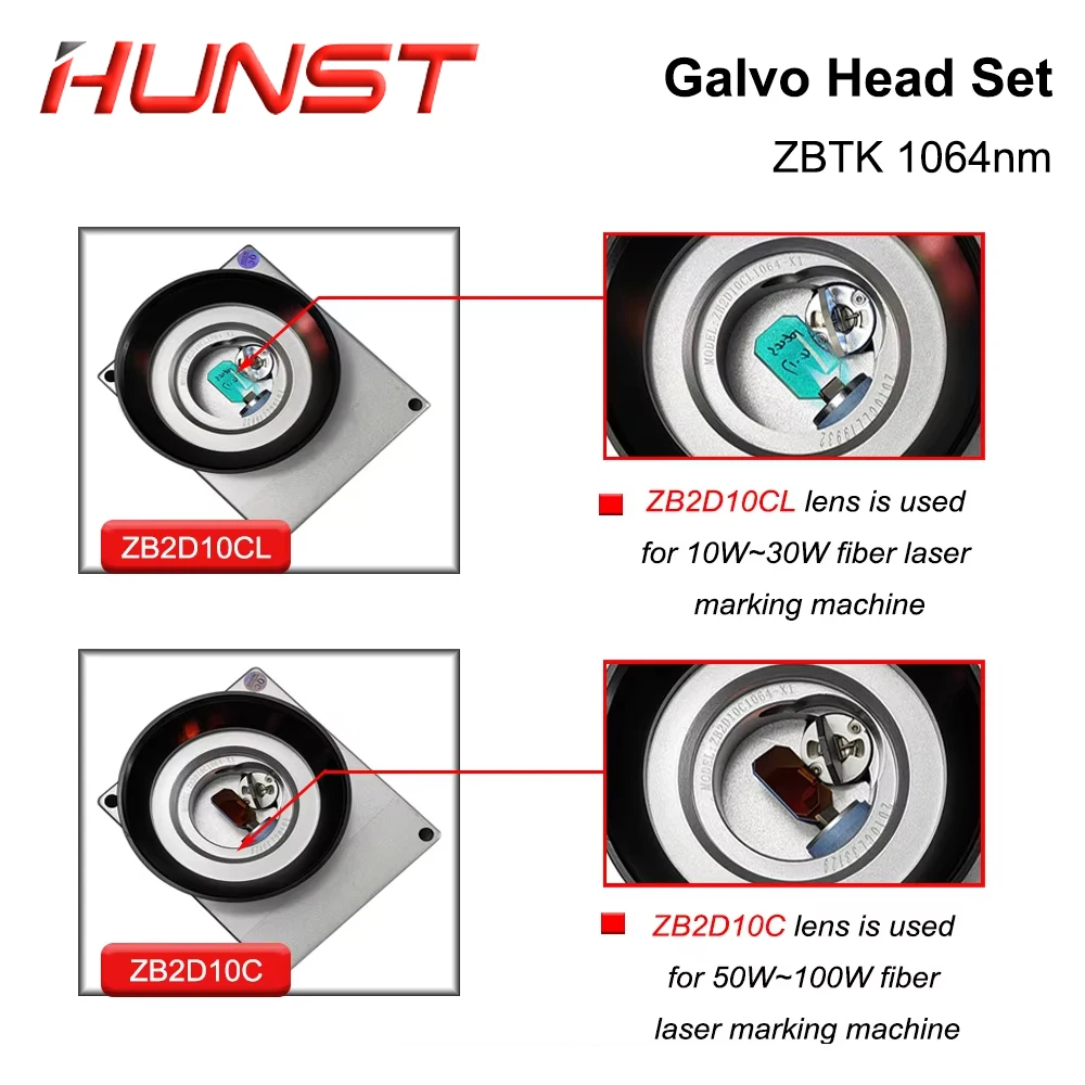 HUNST 파이버 레이저 스캔 갈보 헤드 세트, 전원 공급 장치 포함, ZBTK 1064nm Apature, 10mm 갈바노미터 스캐너