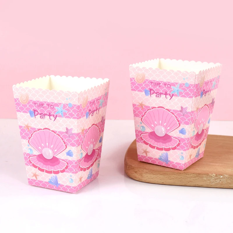 12 Stücke Meerjungfrau Party Dekor Popcorn Box Meerjungfrau Schwanz Süßigkeiten Geschenk Verpackung Boxen Kinder Mädchen Geburtstag Party Supplies Baby Dusche – Detail 4