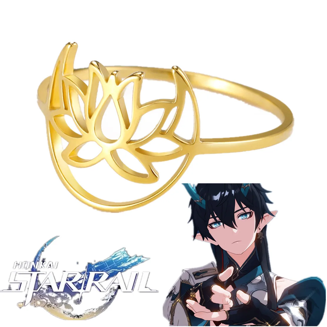 Игра Honkai: звезда рельсовые кольца Косплей Дэн Хэн Imbibitor Lunae опора для ювелирных изделий Аксессуары золотое металлическое кольцо унисекс рождественские подарки