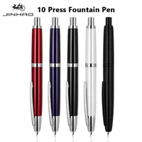 JINHAO 10 Press Fountain Pen Retractable EF/F 0.38 0.5MM Nib Metal Rod Black Writing Ink Pens School Office Supplies Stationery 2