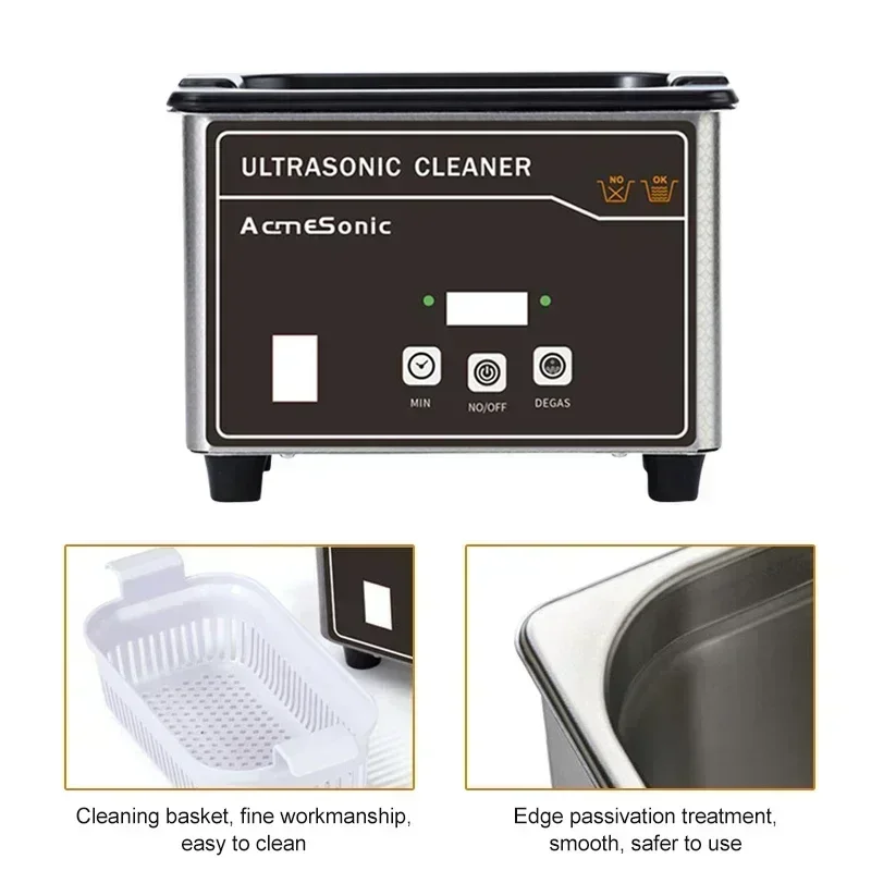 US 110V Portable Ultrasonic Cleaner, Stainless Steel Sonic Cleaning Machine for Jewelry, Eyeglasses, Dentures, Watches & Small Parts 6